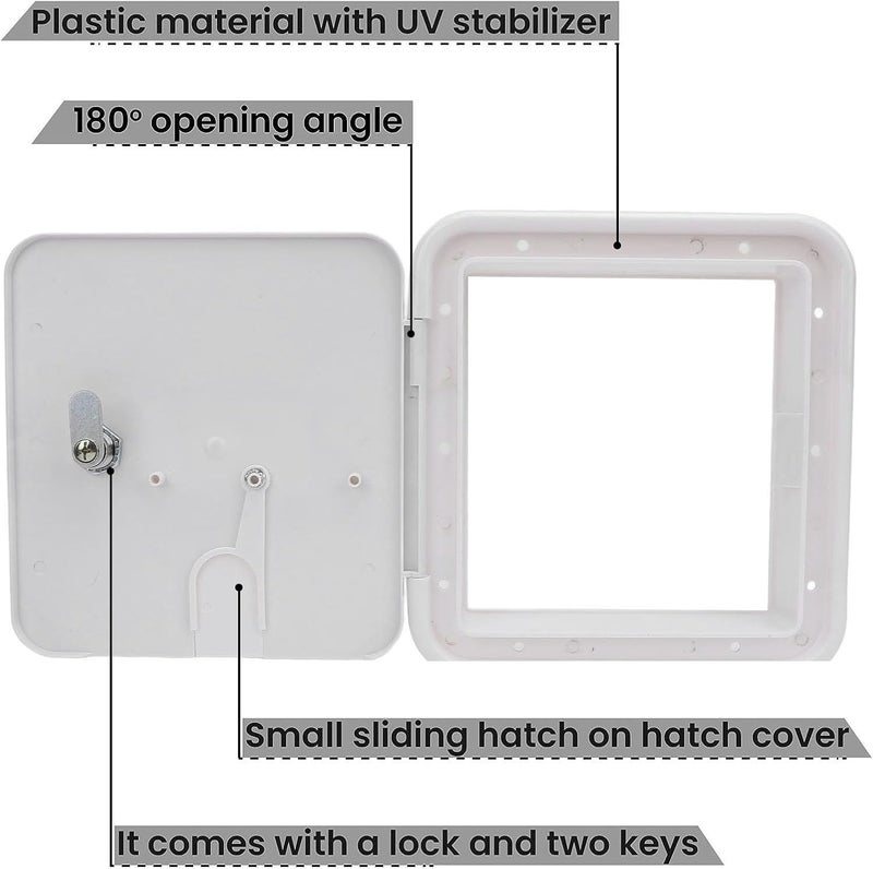 SASKATE RV Electrical Cable Hatch, RV Trailer Power Cord Hatch Cover, Lock with 2 Keys, ABS RV Accessories - Image 5
